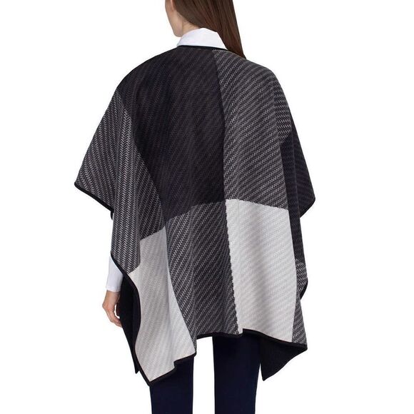 Ike Behar Ladies Reversible Poncho Style Wrap with High Pile Fleece - Picture 5 of 16